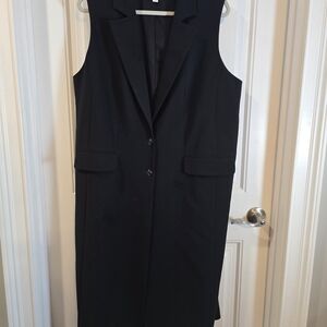Black Blazer Vest, Knee-length